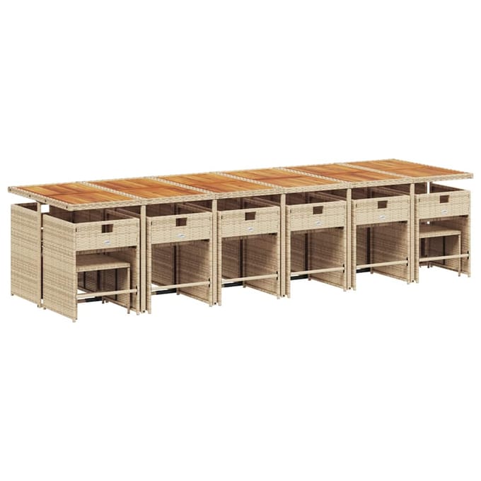 vidaXL - 17-delige - Tuinset - met - kussens - poly - rattan - beige