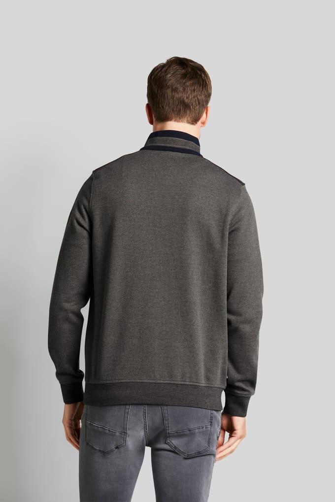 Bugatti Herren Sweattroyer met fijn houndstooth-patroon