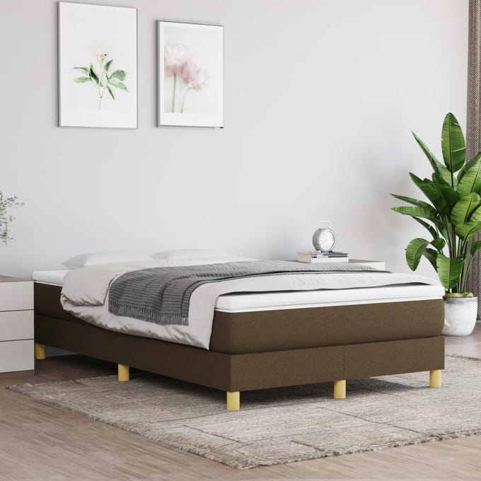 vidaXL - Boxspring - bed - 120x200 - cm - stof - donkerbruin