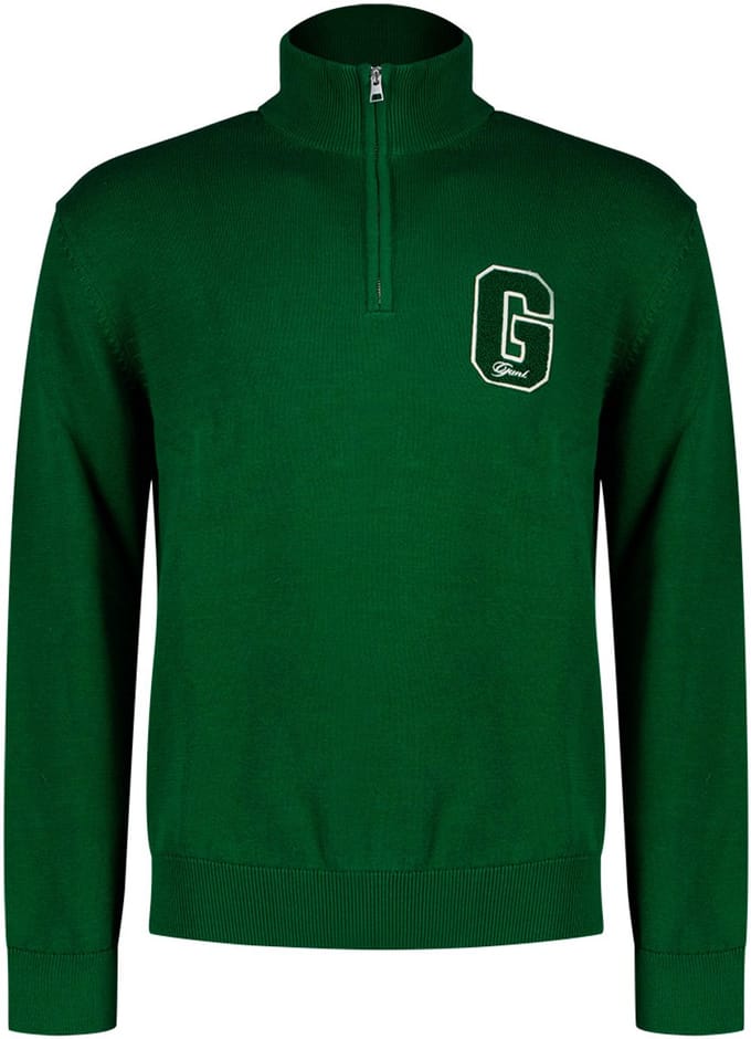 Gant Small Graphic Badge Half Rits Trui Groen M Man