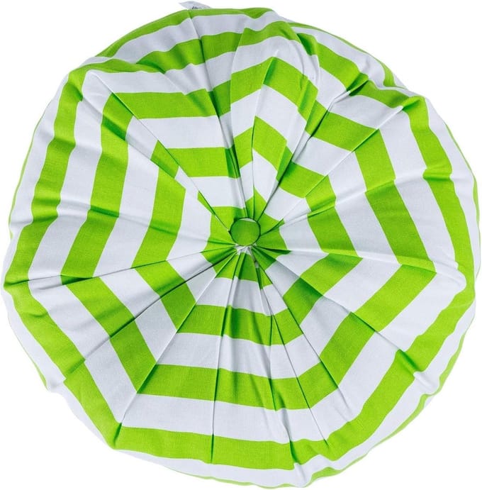 Homescapes vloerkussen achthoekig groene strepen 100% katoen met polyester vulling Ø 40 cm