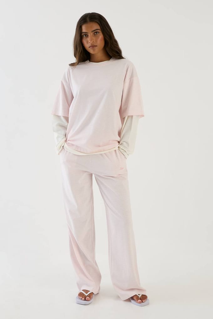 Dames Dsgn Studio Gestructureerde Rechte Pijpenbroek | Pink | Maat: Small