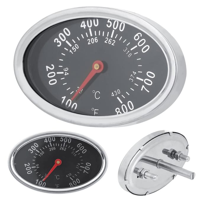 Roestvrijstalen BBQ Smoker Grill Thermometer Temperatuurmeter 430 celsius gray