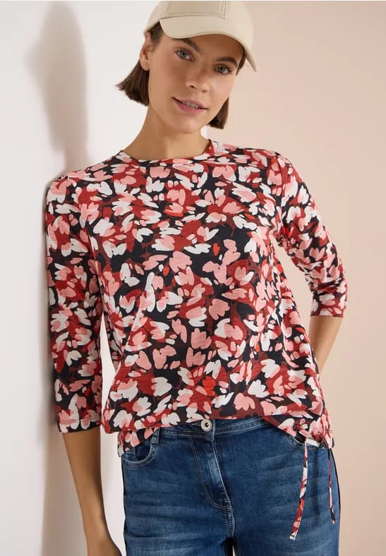 Shirt met 3/4-mouwen, ronde hals en print