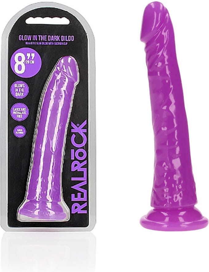 Realrock Glow In The Dark 8″ Dildo (Purple) - realistisch