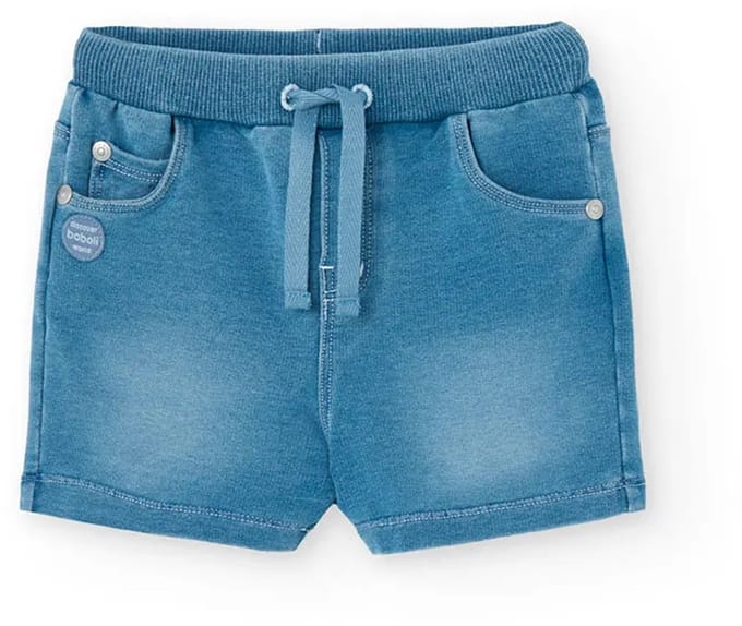 Boboli Fleece Denim Korte Broek Blauw 9 Months Jongen