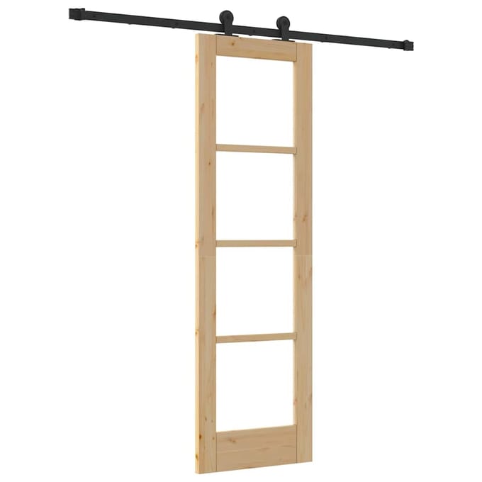 vidaXL - Schuifdeur - ORKDAL - 61 - x - 198,5 - cm - Massief - grenenhout - en - glas