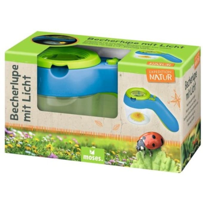 Expeditie natuur vergrootglas en beker met licht