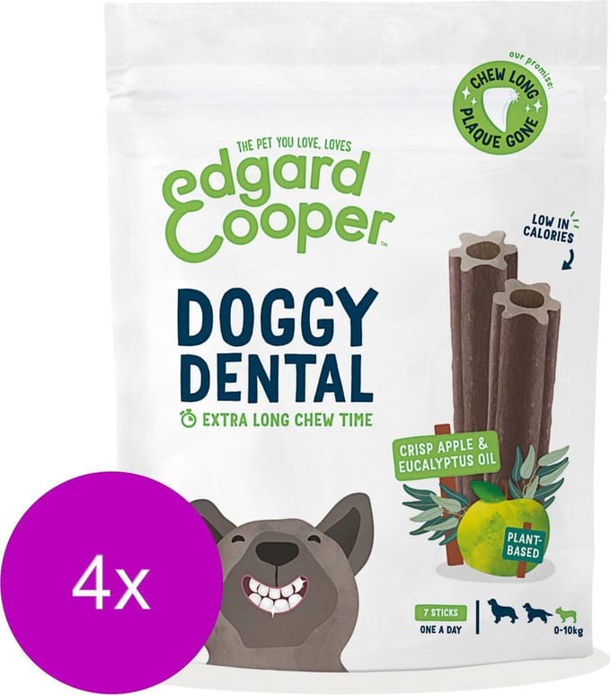 Edgard & Cooper Doggy Dental Appel - Hondensnacks - 4 x S