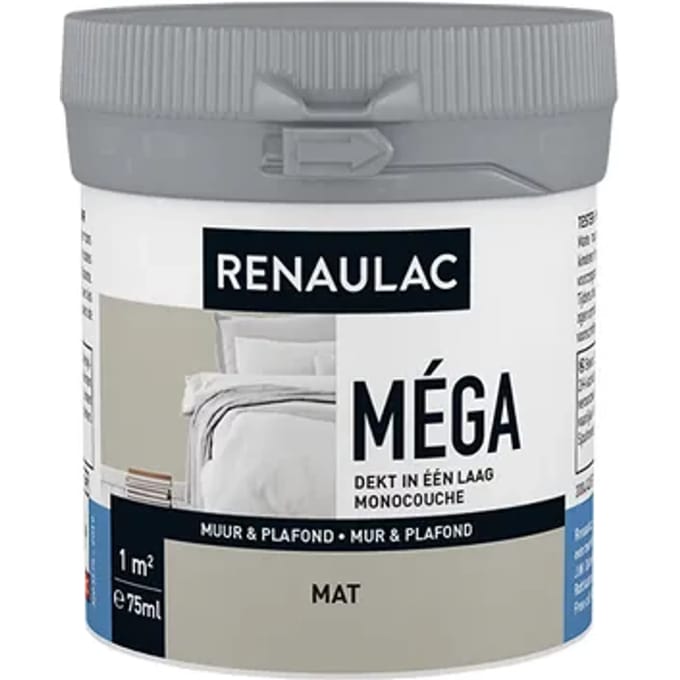 Renaulac Muur & Plafond Verftester - Mat - Zilvergrijs - 75ml