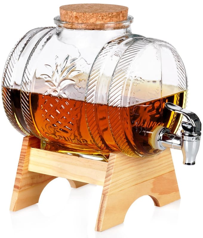 Vilde - Drankdispenser - 3L - Glazen Ananasmotief - Korkdeksel