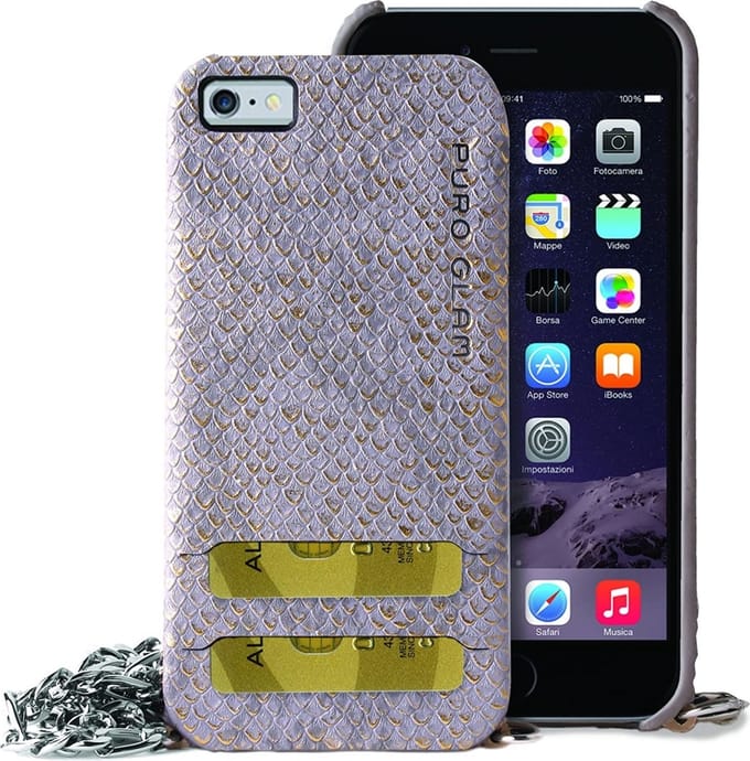 Puro Glam Cover Ketting Grijs voor iPhone 7 8 SE 2020