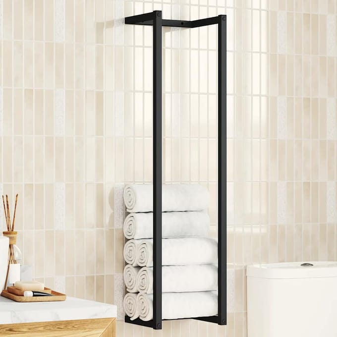 vidaXL - Handdoekenrek - 25x20x95 - cm - ijzer - zwart