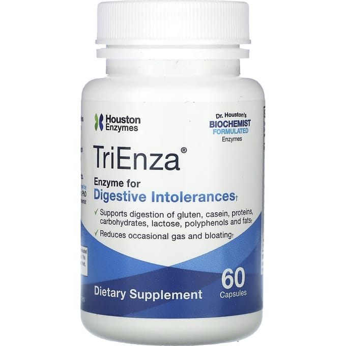 Houston Enzymes, TriEnza, Enzymen voor Spijsverteringsintolerantie, 60 Capsules