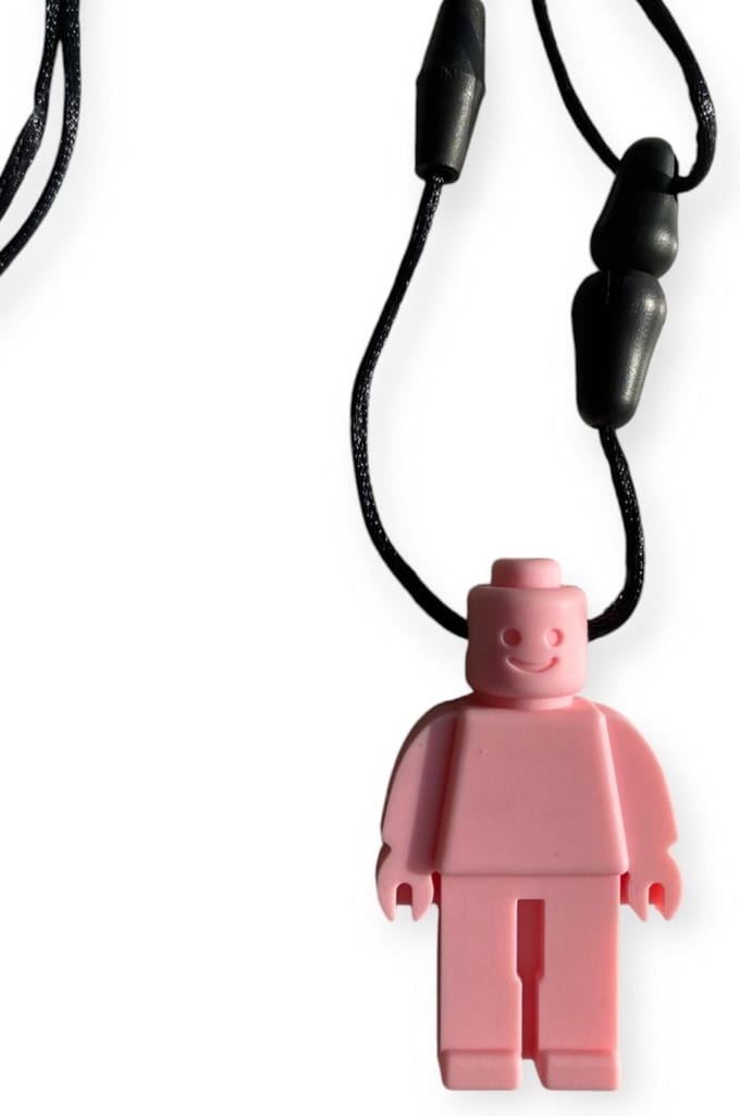 Bijtketting | Bouwpoppetje | Roze | Vanaf 3 jaar!