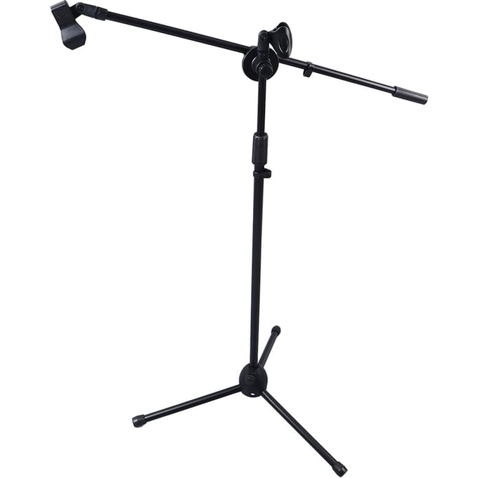 Microfoon Statief Standaard Microfoon Statief Houder met 2 Microfoonklemmen voor Livestream Zingen Podium black