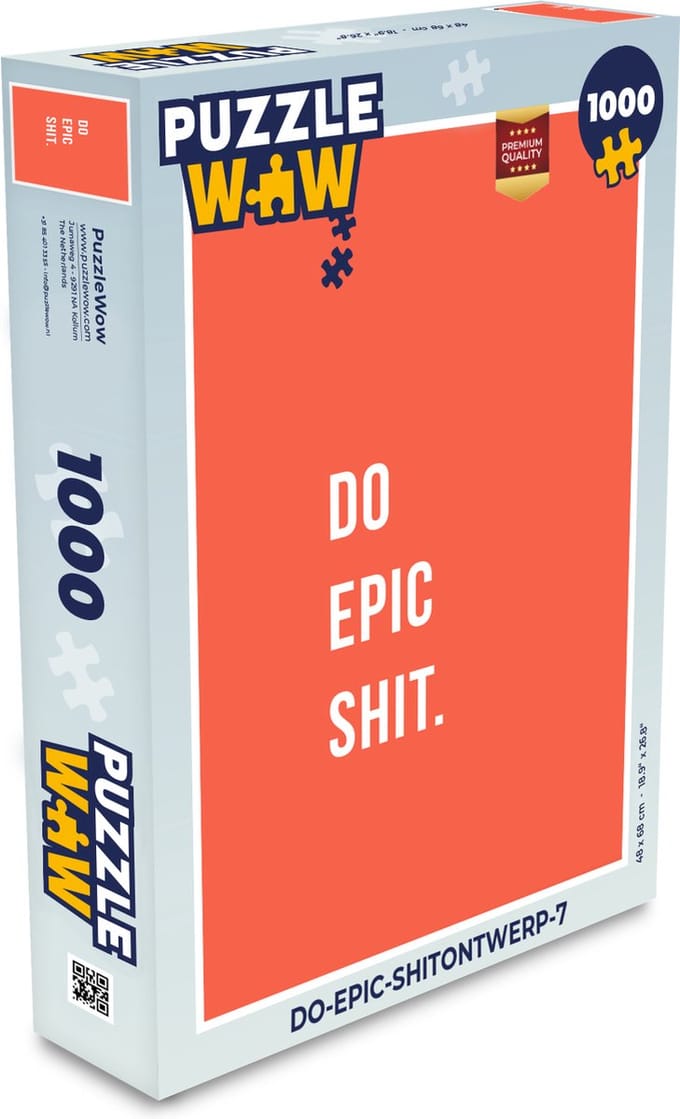Puzzel Quotes - Do epic shit - Oranje - Legpuzzel - Puzzel 1000 stukjes volwassenen