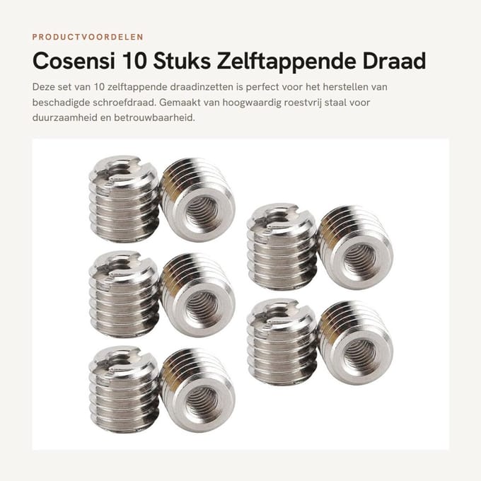 Dailygoods - 10 Stuks Zelftappende Draad Insert voor Draadreparatie