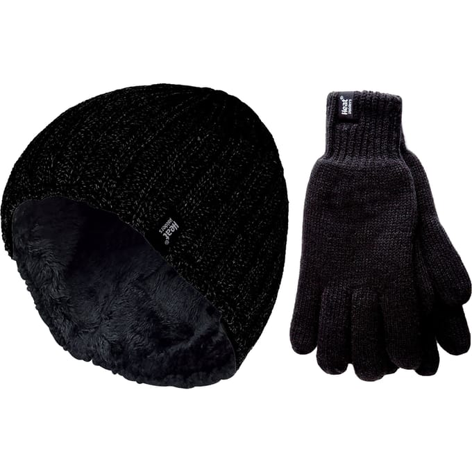 Heat Holders Dikke thermo muts en handschoenenset voor heren - Zwart