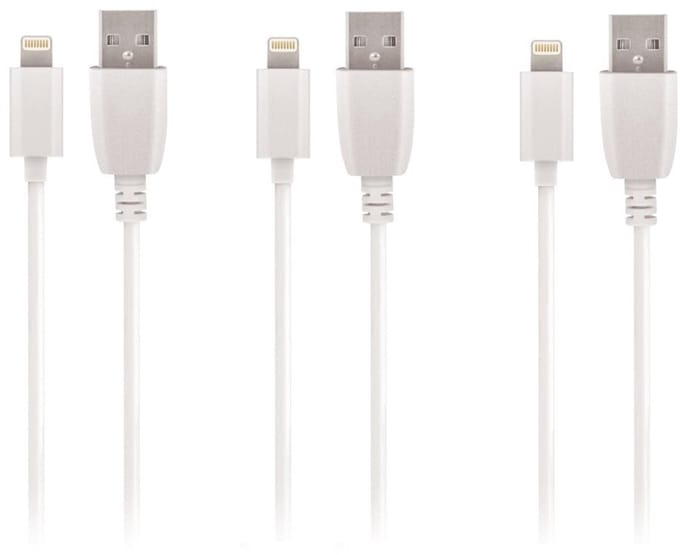 3 stuks OneOne 0,5m laadkabel. OneOne USB Lightning kabel met E75 chip. Oplaadkabel snoer past op Apple iPhone SE, iPhone X, iPhone XR, iPhone XS, iPhone 10, iPhone 11, iPhone 11 Pro, iPhone 11 Pro Max, iPhone 12, iPhone 12 Mini