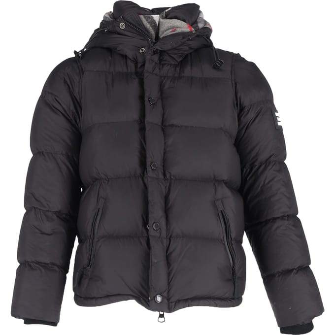 Burberry Logo-Afgestikte Puffjas in Zwart Nylon
