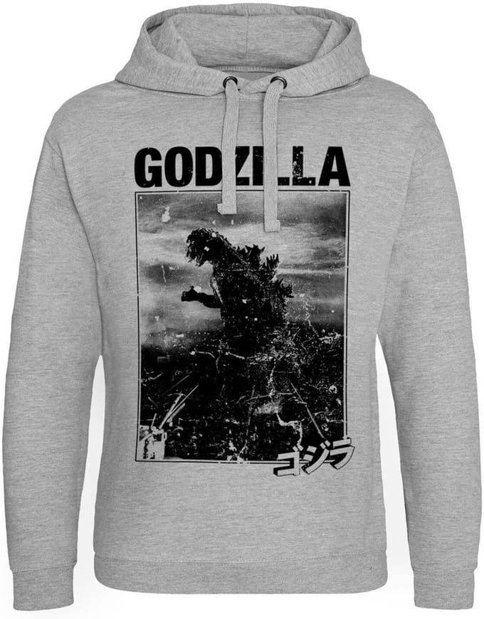 Godzilla Vintage Epic-hoodie, grijs gemêleerd
