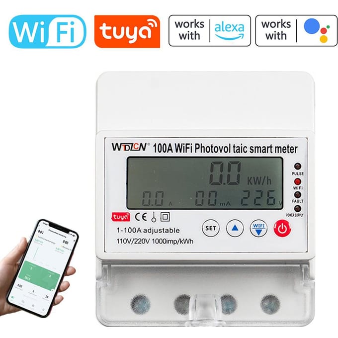 Tuya WiFi Intelligente fotovoltaïsche meterbreker Timer Multifunctioneel zonne-bidirectioneel uur wit