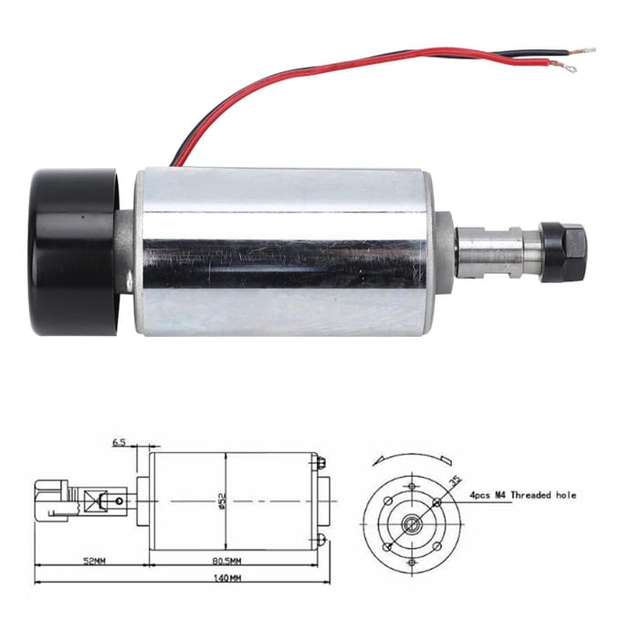 1248VDC Graveermachine Spindel 300W Geborsteld HogeSnelheid Luchtkoeling Spindel