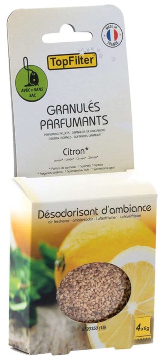 Set van 4 zakjes geurende korrels voor stofzuiger met citroengeur TopFilter