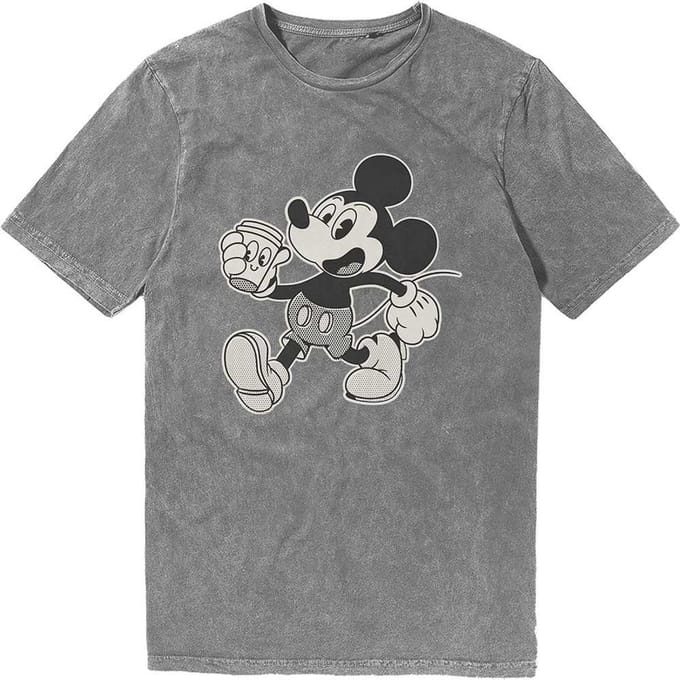 Disney - Mickey Vintage Walk Heren Tshirt - L - Grijs