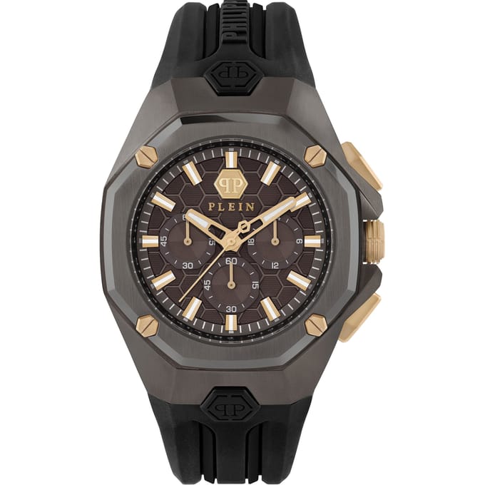 Philipp Plein Octagon PWTBA0323 Horloge - Siliconen - Zwart - Ø 45 mm