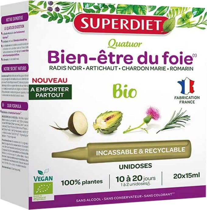 Superdiet Quatuor Bien-Être du Foie Bio 20 Unidoses