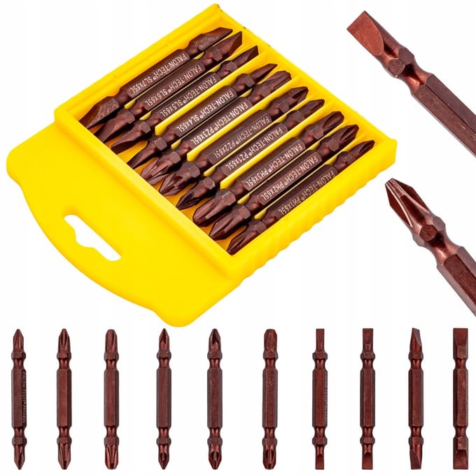 Dubbele Schroefbits Set 65mm Staal S2 - 10 Delig