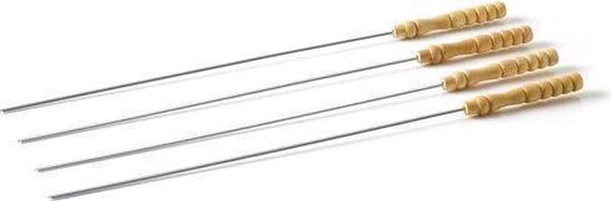 Barbecook Houten Handvat Spiesjes - 4 stuks -Chroom