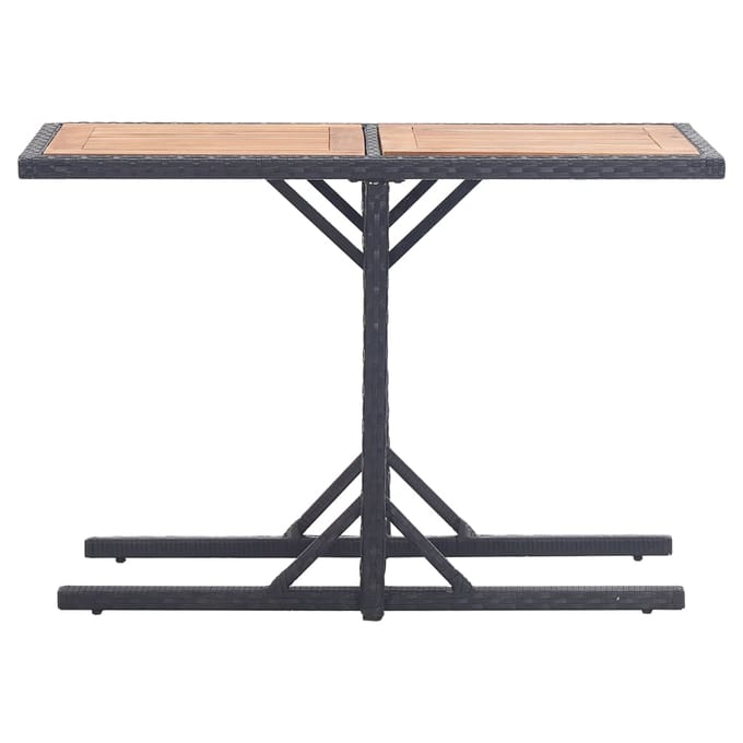 vidaXL - Tuintafel - massief - acaciahout - en - poly - rattan - zwart