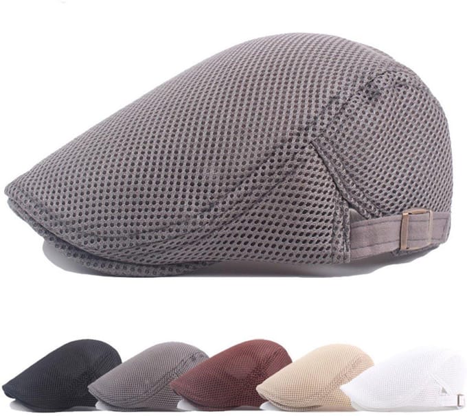 Flatcap grijs - luchtdoorlatend, beschermd tegen de zon - golf pet