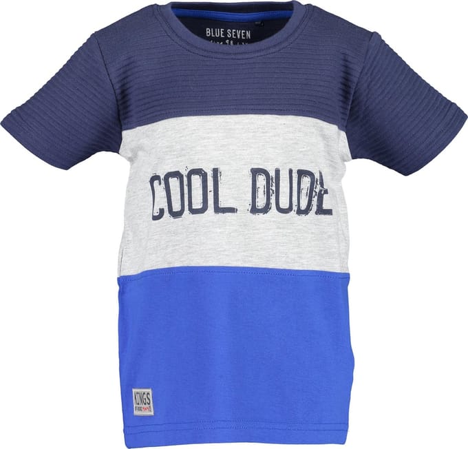 Blue Seven - Jongens - Blauw t-shirt Cool Dude - Maat 92