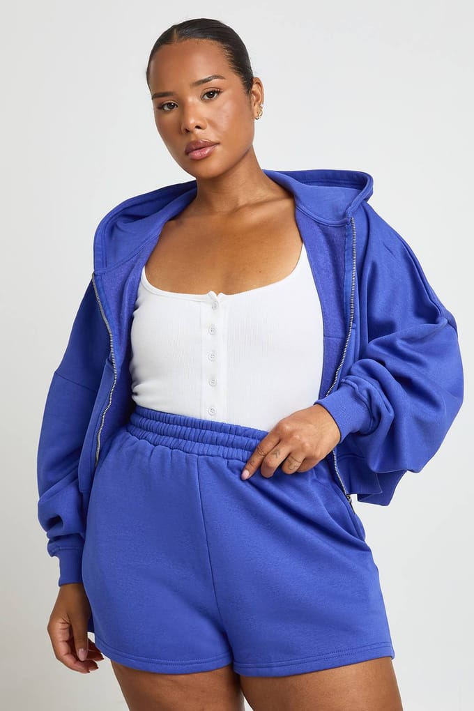 boohoo Dames Plus Shorts Met Dikke Tailleband | Kobaltblauw | Maat: 44
