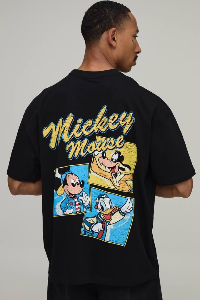 Oversized T-shirt Met Mickey Mouse Licentie Print | Black | Size Large
