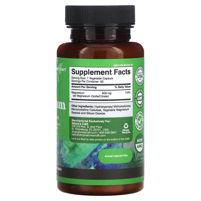 Nature's Craft, Magnésium, Complexe avancé, 60 capsules