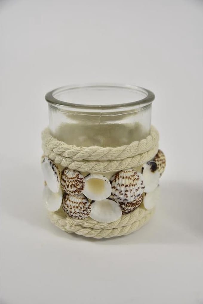 Maritiem (strand Artikelen) - Tealight Holder Shells D9 H10cm Natural