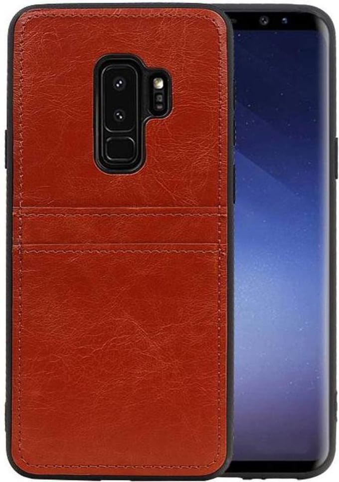 Back Cover 2 Pasjes Hoesje voor Galaxy S9 Plus Bruin