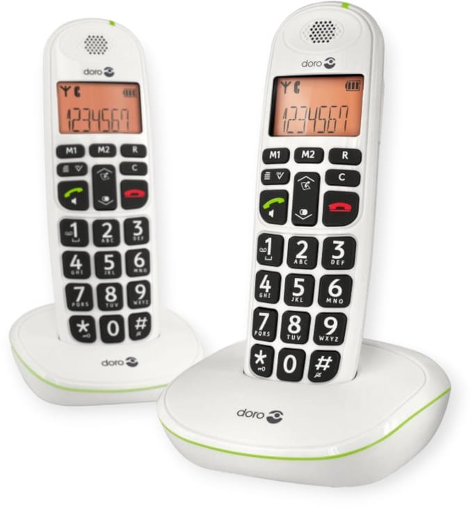 Doro PhoneEasy 100W - Duo DECT telefoon - Wit - Grote toetsen - Geluidsversterkingsknop
