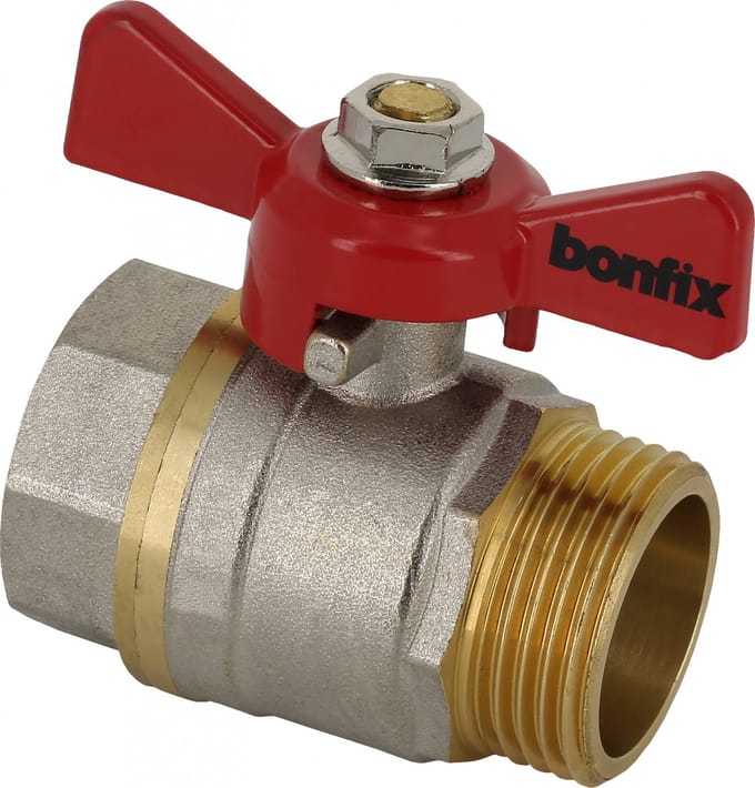 Bonfix Kogelkraan/schuifafsluiter - Rode vlindergreep bediening - drukklasse PN25 / PN30 1 PN30 - binnendraad x buitendraad