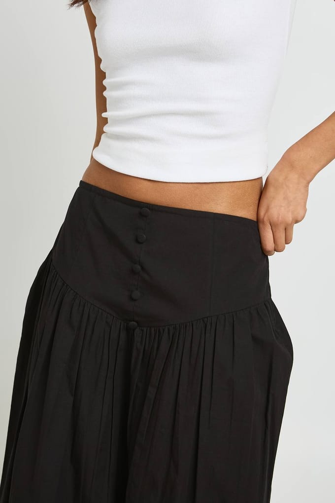 boohoo Dames Maxi Rok Met Knopenband | Zwart | Maat: 38