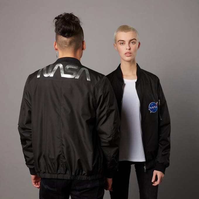 NASA Badged Bomber Jacket - Black - M