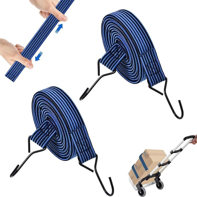 Platte Spanbanden met Haken 1 Meter Sterke Elastische Bagagespanner