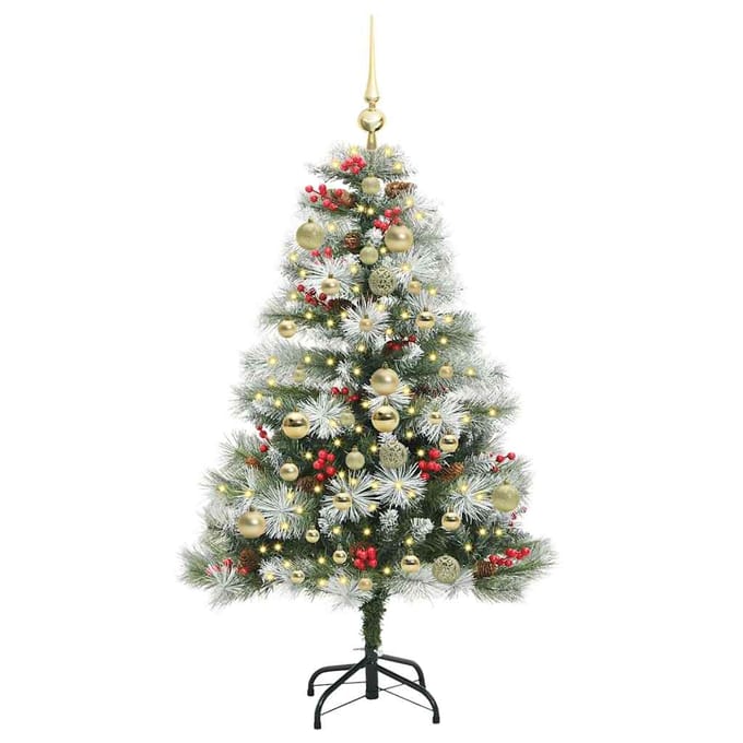 vidaXL - Kunstkerstboom - Groen - en - wit - 150 - cm - PVC - en - Metaal - en - Plastic