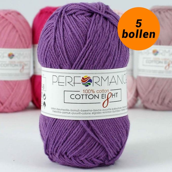 Cotton eight haakkatoen paars (1260) - 5 bollen van 1 kleur