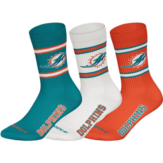 NFL MIAMI DOLPHINS Crew Socks - 3-pack - Turquoise/Wit/Oranje - Maat 43/46